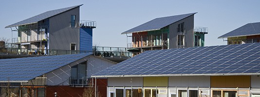 Photovoltaic on the roof of an apartment block